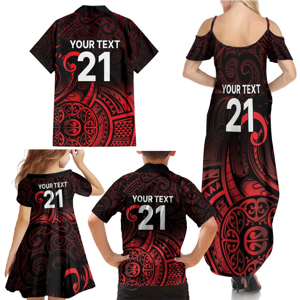 New Zealand Rugby Pacific Custom Family Matching Summer Maxi Dress and Hawaiian Shirt Whatumoana Maori Tribal Tattoo