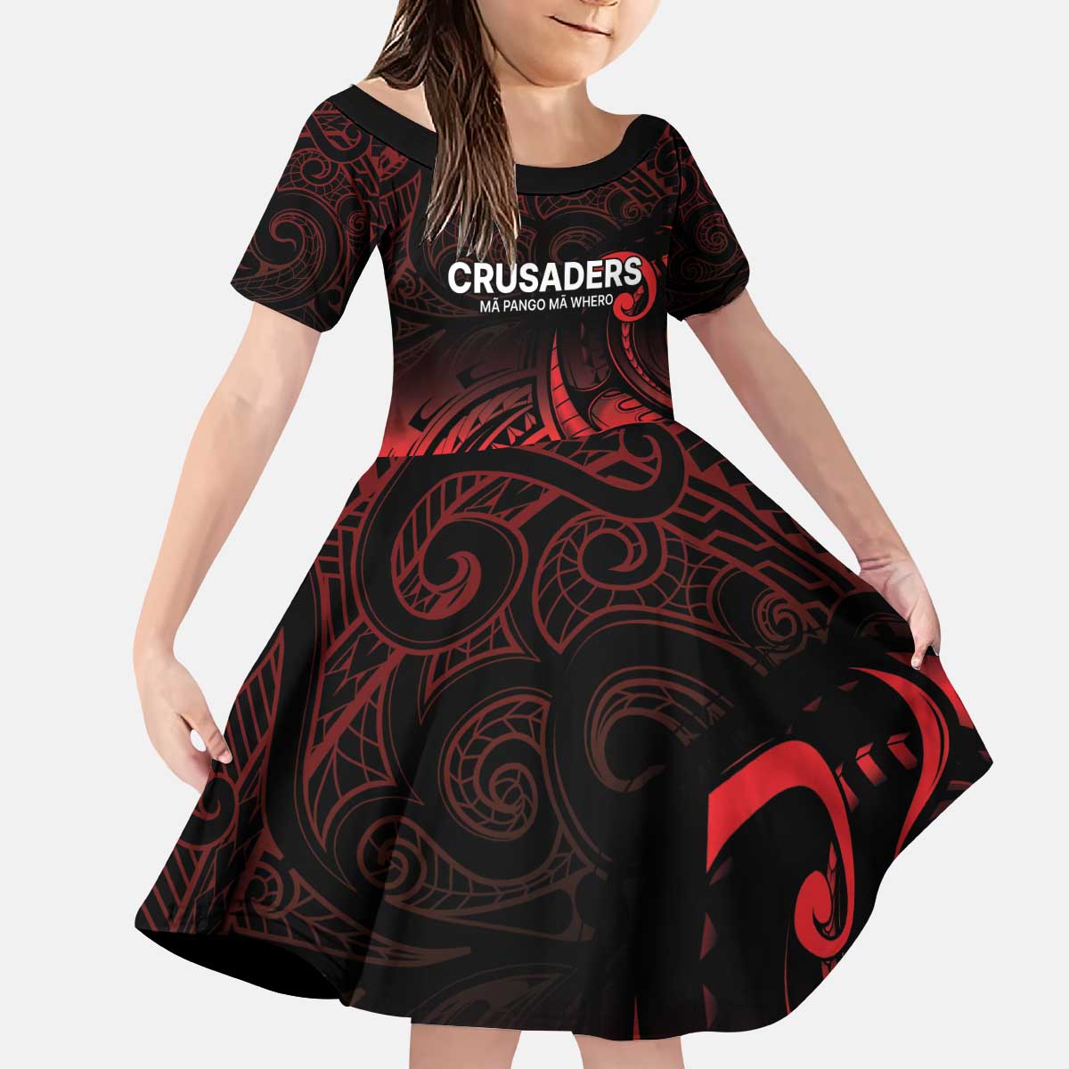 New Zealand Rugby Pacific Custom Kid Short Sleeve Dress Whatumoana Maori Tribal Tattoo LT9 KID Gold - Polynesian Pride