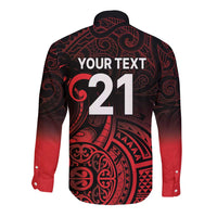New Zealand Rugby Pacific Custom Long Sleeve Button Shirt Whatumoana Maori Tribal Tattoo
