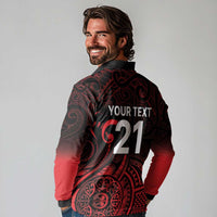 New Zealand Rugby Pacific Custom Long Sleeve Polo Shirt Whatumoana Maori Tribal Tattoo