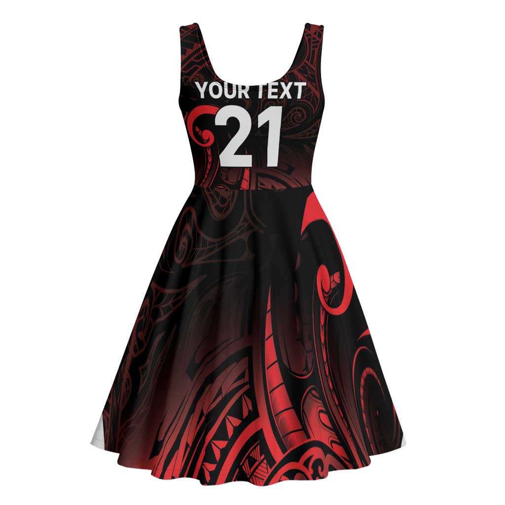 New Zealand Rugby Pacific Custom Midi Dress Whatumoana Maori Tribal Tattoo - Polynesian Pride