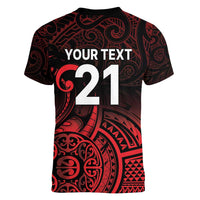 New Zealand Rugby Pacific Custom Women V-Neck T-Shirt Whatumoana Maori Tribal Tattoo LT9 - Polynesian Pride
