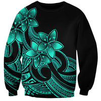 Polynesian Pride Plumeria Flowers Sweatshirt Polynesian Tribal Aqua Vibe LT9 Unisex Aqua - Polynesian Pride