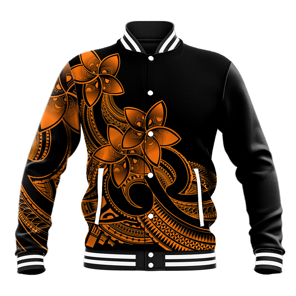 Polynesian Pride Plumeria Flowers Baseball Jacket Polynesian Tribal Gold Vibe LT9 Unisex Gold - Polynesian Pride