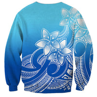 Polynesian Pride Plumeria Flowers Sweatshirt Polynesian Tribal Gradient Blue LT9 - Polynesian Pride