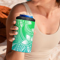 Polynesian Tribal Plumeria Flowers 4 in 1 Can Cooler Tumbler Gradient Green Vibe