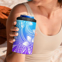 Polynesian Tribal Plumeria Flowers 4 in 1 Can Cooler Tumbler Gradient Purple Vibe