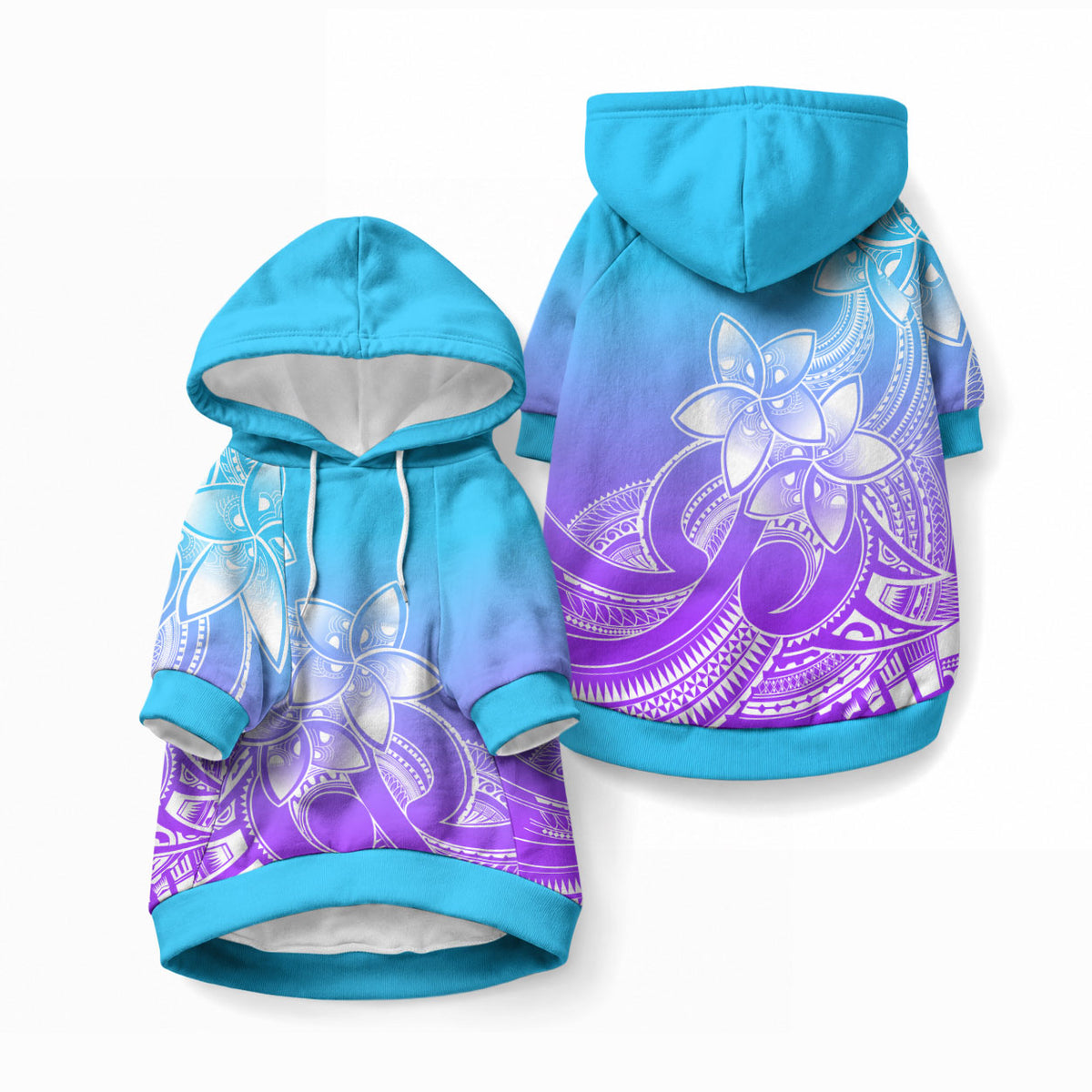 Polynesian Pride Plumeria Flowers Pet Hoodie Polynesian Tribal Gradient Purple LT9 Pullover Purple - Polynesian Pride