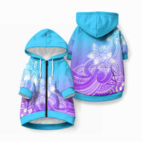 Polynesian Pride Plumeria Flowers Pet Hoodie Polynesian Tribal Gradient Purple LT9 Zip-up Purple - Polynesian Pride
