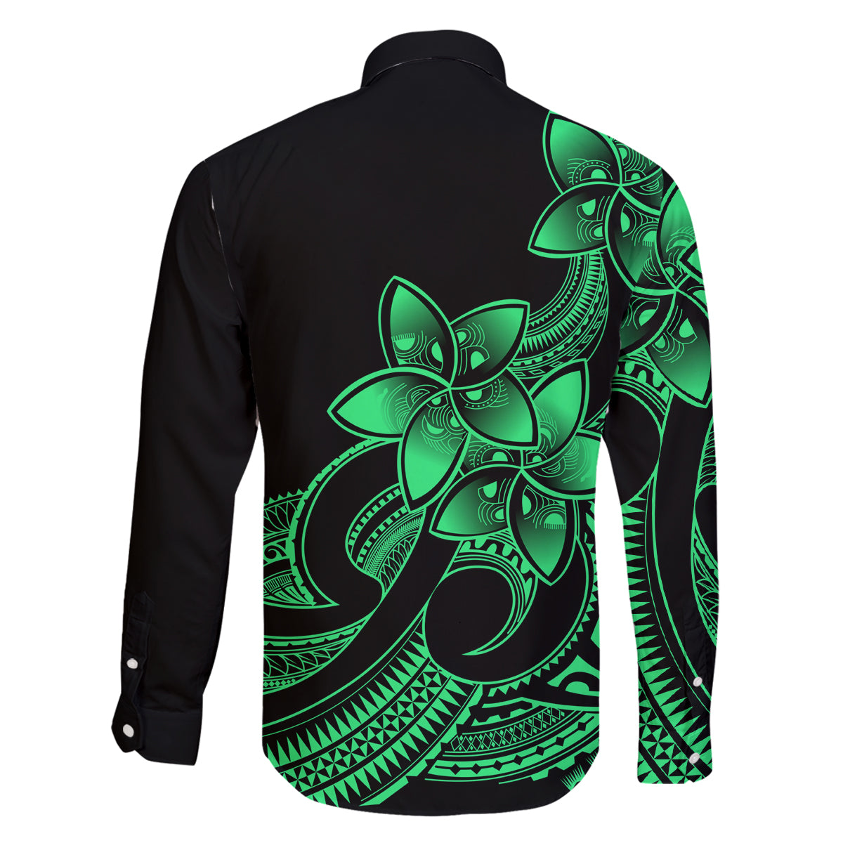Polynesian Matching Outfit For Family - Plumeria Flowers Long Dress Hawaiian Shirt Polynesian Tribal Green Vibe LT9 - Polynesian Pride