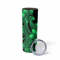 Polynesian Tribal Plumeria Flowers Skinny Tumbler Green Vibe