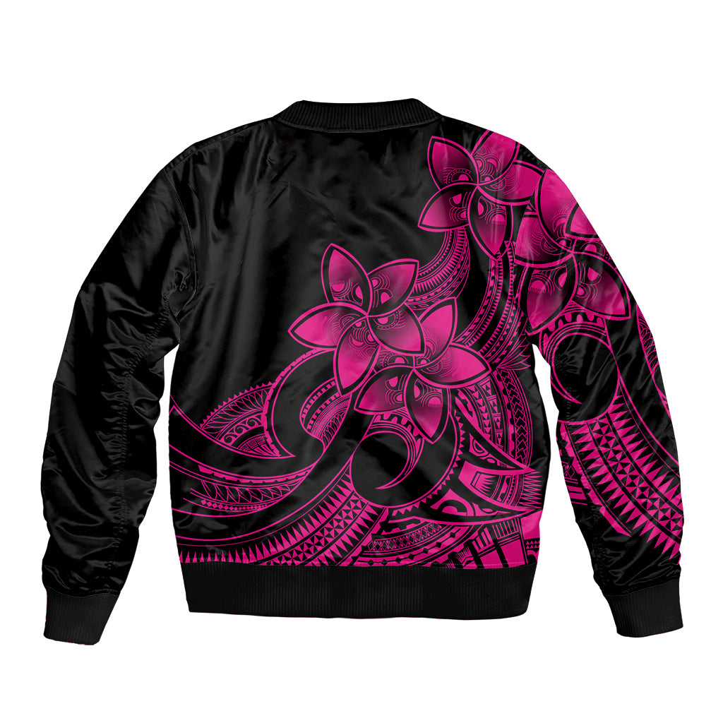 Polynesian Pride Plumeria Flowers Bomber Jacket Polynesian Tribal Pink Vibe LT9 - Polynesian Pride