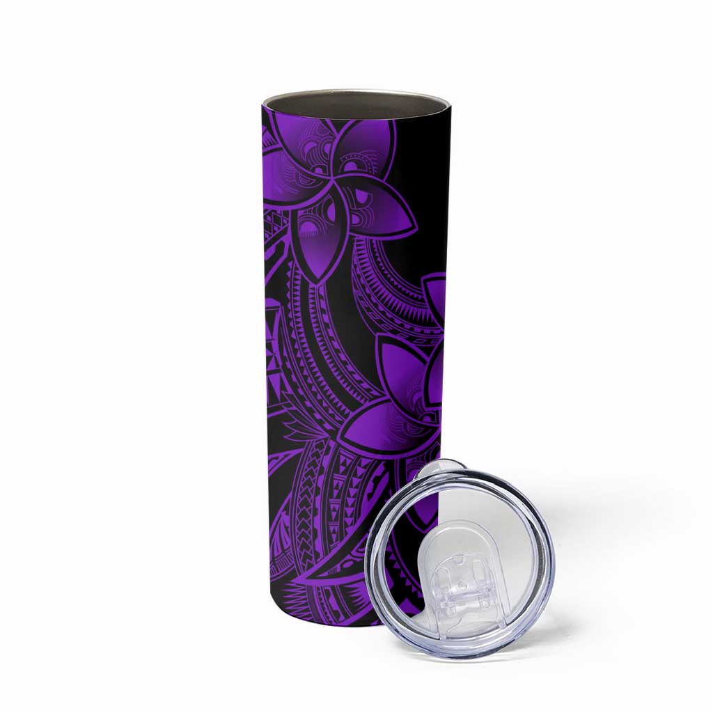 Polynesian Tribal Plumeria Flowers Skinny Tumbler Purple Vibe
