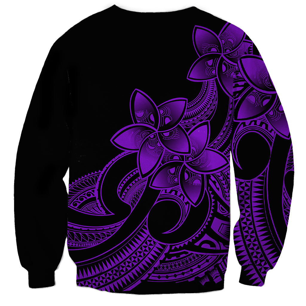 Polynesian Pride Plumeria Flowers Sweatshirt Polynesian Tribal Purple Vibe LT9 - Polynesian Pride