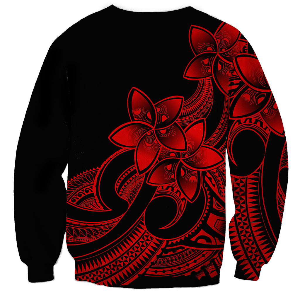 Polynesian Pride Plumeria Flowers Sweatshirt Polynesian Tribal Red Vibe LT9 - Polynesian Pride