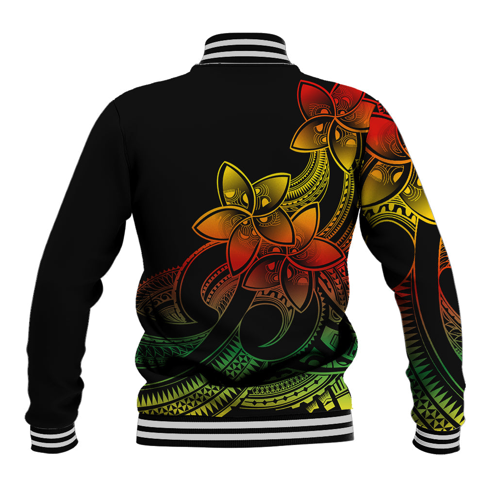 Polynesian Pride Plumeria Flowers Baseball Jacket Polynesian Tribal Reggae Vibe LT9 - Polynesian Pride