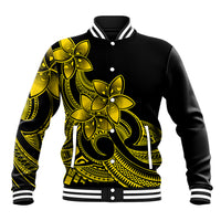 Polynesian Pride Plumeria Flowers Baseball Jacket Polynesian Tribal Yellow Vibe LT9 Unisex Yellow - Polynesian Pride