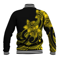 Polynesian Pride Plumeria Flowers Baseball Jacket Polynesian Tribal Yellow Vibe LT9 - Polynesian Pride