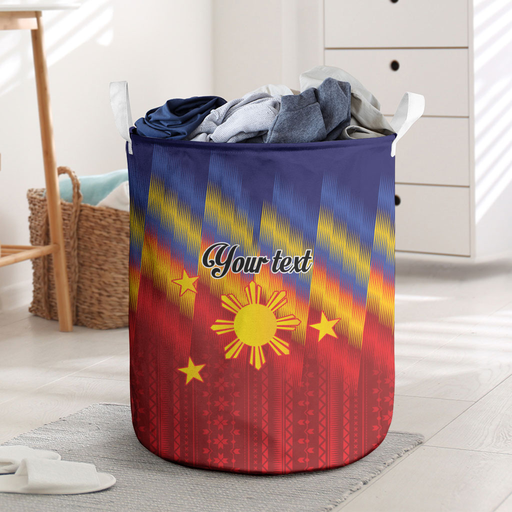 Personalized Philippines Eight Rays Sun Laundry Basket Traditional Filipino Igorot Pattern Motif