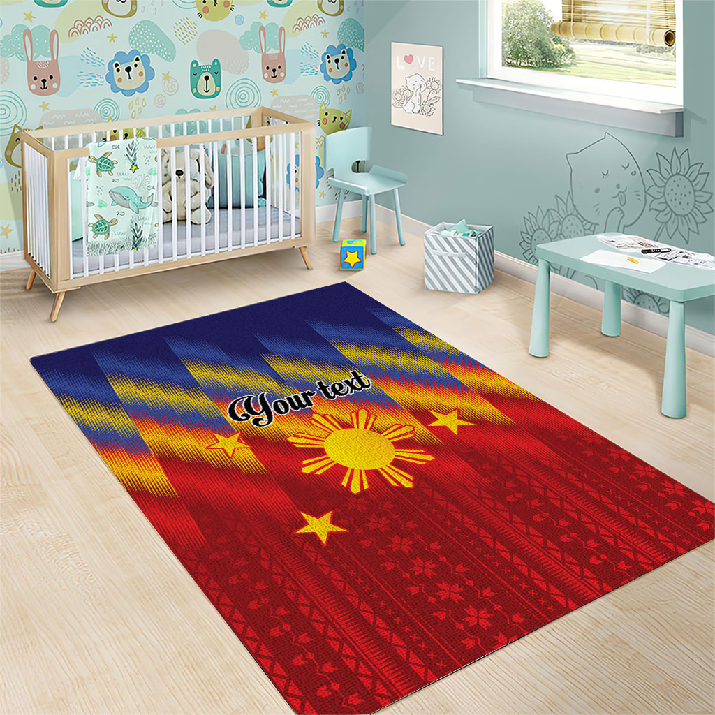 Personalized Philippines Eight Rays Sun Area Rug Traditional Filipino Igorot Pattern Motif