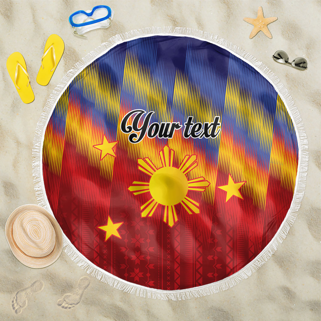 Personalized Philippines Eight Rays Sun Beach Blanket Traditional Filipino Igorot Pattern Motif