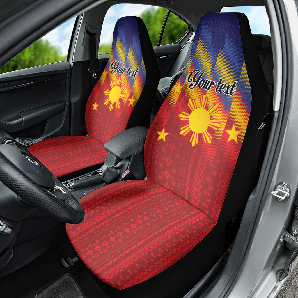 Personalized Philippines Eight Rays Sun Car Seat Cover Traditional Filipino Igorot Pattern Motif