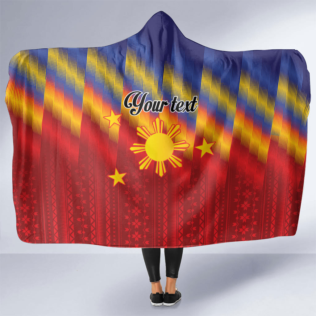 Personalized Philippines Eight Rays Sun Hooded Blanket Traditional Filipino Igorot Pattern Motif LT9 One Size Red - Polynesian Pride