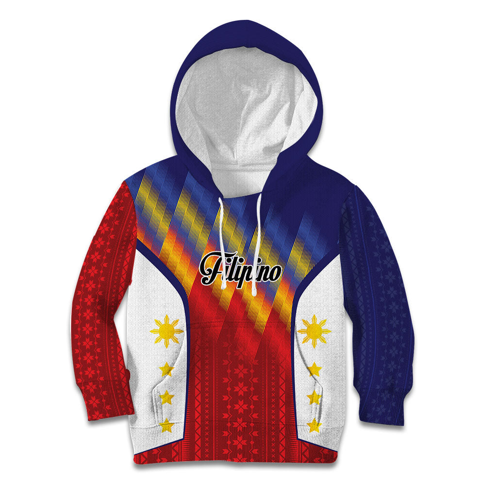 Personalized Philippines Eight Rays Sun Kid Hoodie Traditional Filipino Igorot Pattern Motif