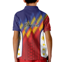 Personalized Philippines Eight Rays Sun Kid Polo Shirt Traditional Filipino Igorot Pattern Motif
