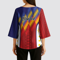 Personalized Philippines Eight Rays Sun Kimono Sleeve Blouse Traditional Filipino Igorot Pattern Motif