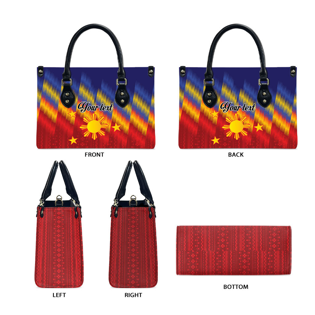 Personalized Philippines Eight Rays Sun Leather Bag Traditional Filipino Igorot Pattern Motif
