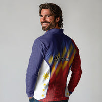 Personalized Philippines Eight Rays Sun Long Sleeve Polo Shirt Traditional Filipino Igorot Pattern Motif