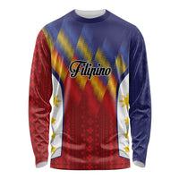 Personalized Philippines Eight Rays Sun Long Sleeve Shirt Traditional Filipino Igorot Pattern Motif