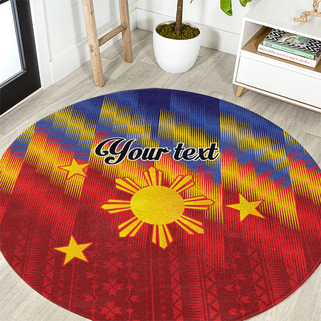 Personalized Philippines Eight Rays Sun Round Carpet Traditional Filipino Igorot Pattern Motif
