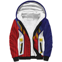 Personalized Philippines Eight Rays Sun Sherpa Hoodie Traditional Filipino Igorot Pattern Motif