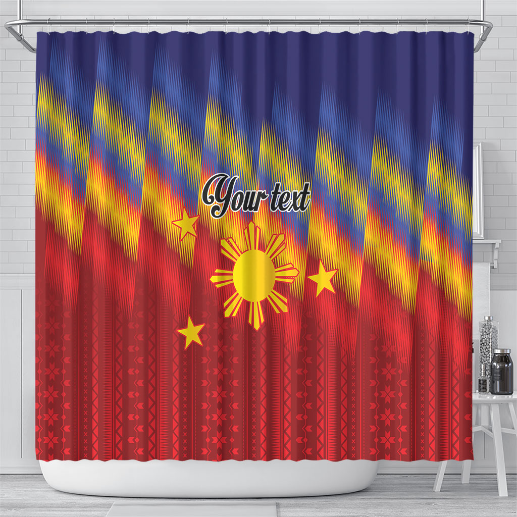 Personalized Philippines Eight Rays Sun Shower Curtain Traditional Filipino Igorot Pattern Motif