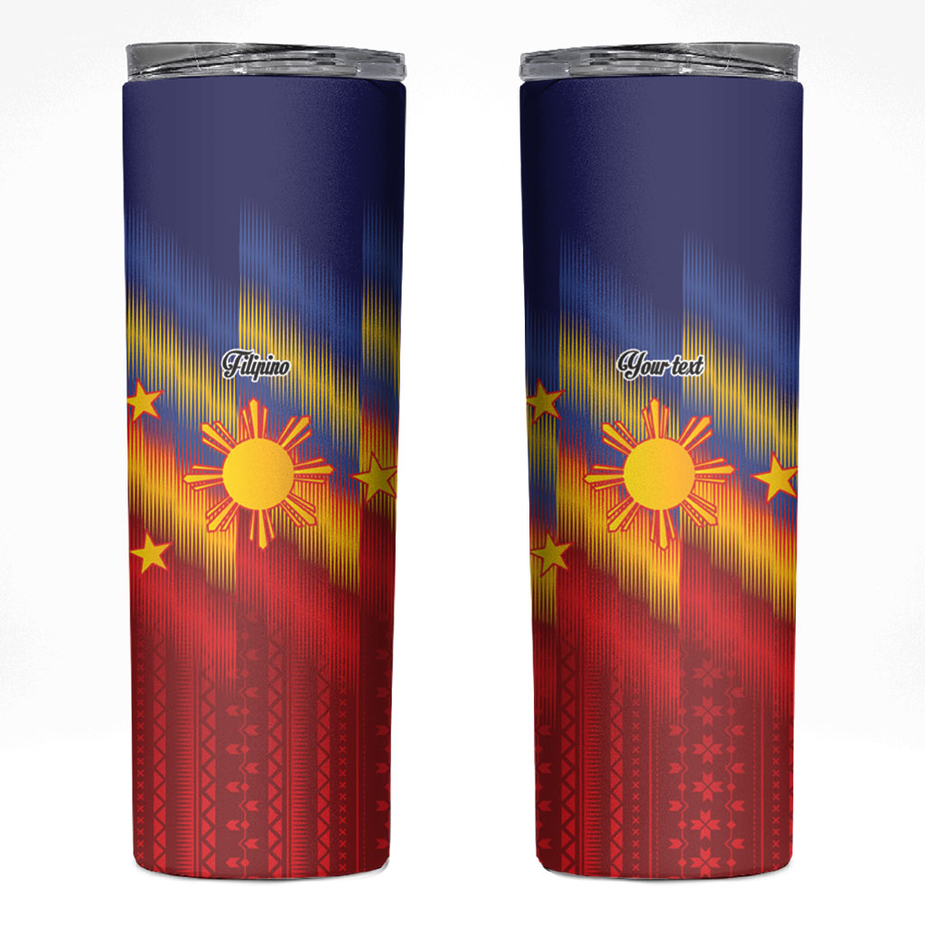 Personalized Philippines Eight Rays Sun Skinny Tumbler Traditional Filipino Igorot Pattern Motif