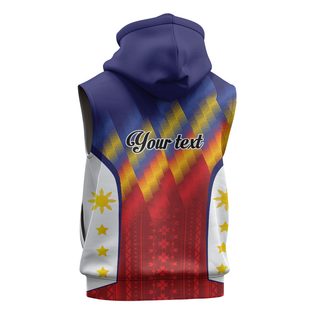Personalized Philippines Eight Rays Sun Sleeveless Hoodie Traditional Filipino Igorot Pattern Motif