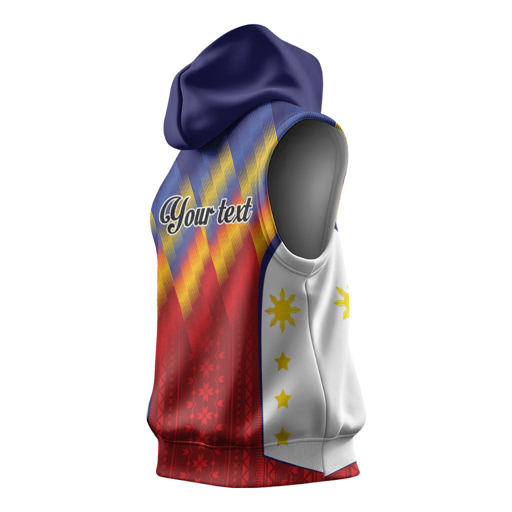 Personalized Philippines Eight Rays Sun Sleeveless Hoodie Traditional Filipino Igorot Pattern Motif