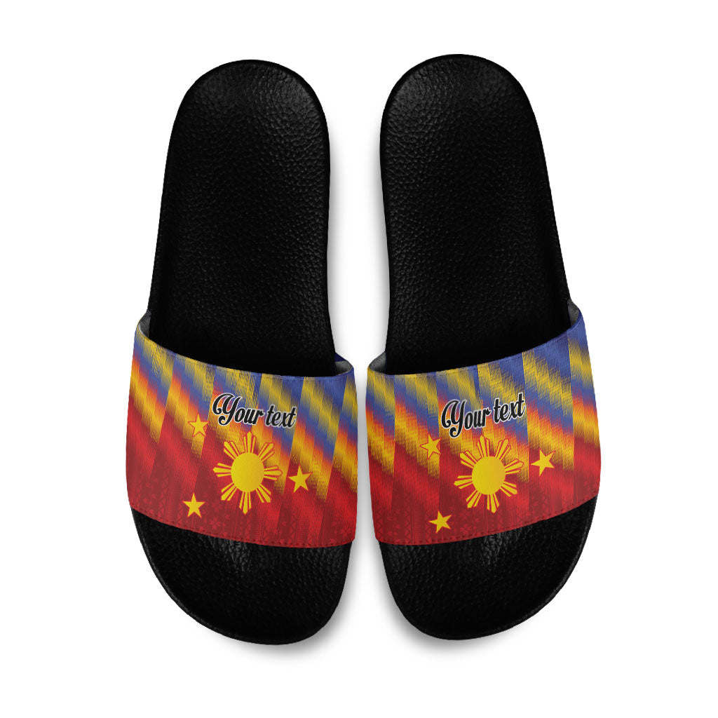 Personalized Philippines Eight Rays Sun Slide Sandals Traditional Filipino Igorot Pattern Motif
