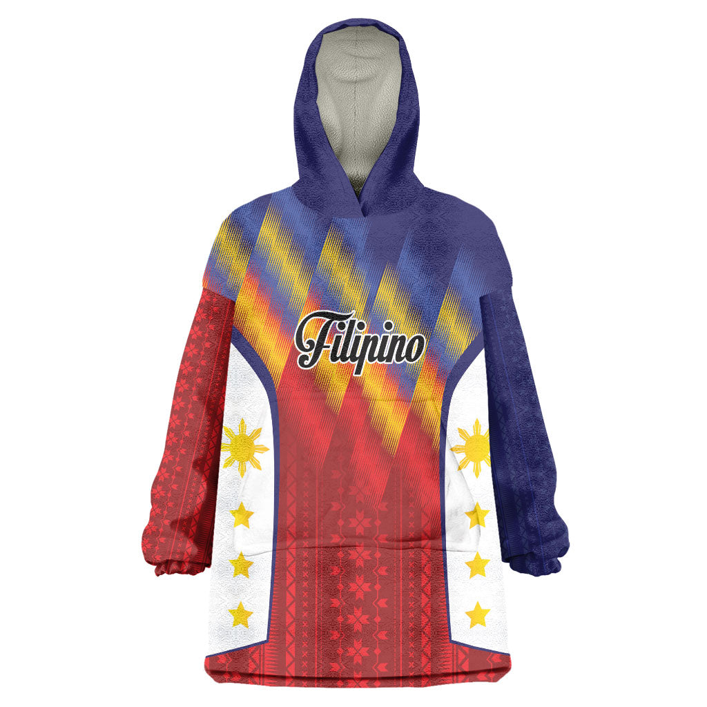 Personalized Philippines Eight Rays Sun Wearable Blanket Hoodie Traditional Filipino Igorot Pattern Motif