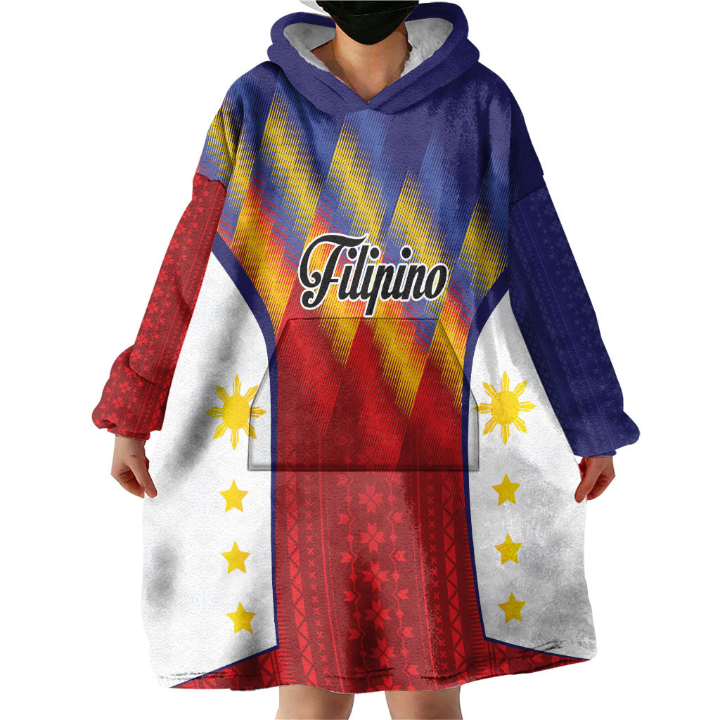 Personalized Philippines Eight Rays Sun Wearable Blanket Hoodie Traditional Filipino Igorot Pattern Motif