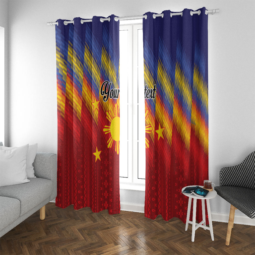 Personalized Philippines Eight Rays Sun Window Curtain Traditional Filipino Igorot Pattern Motif
