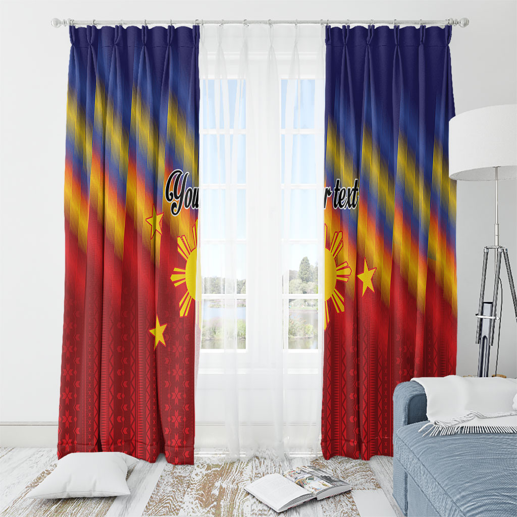 Personalized Philippines Eight Rays Sun Window Curtain Traditional Filipino Igorot Pattern Motif