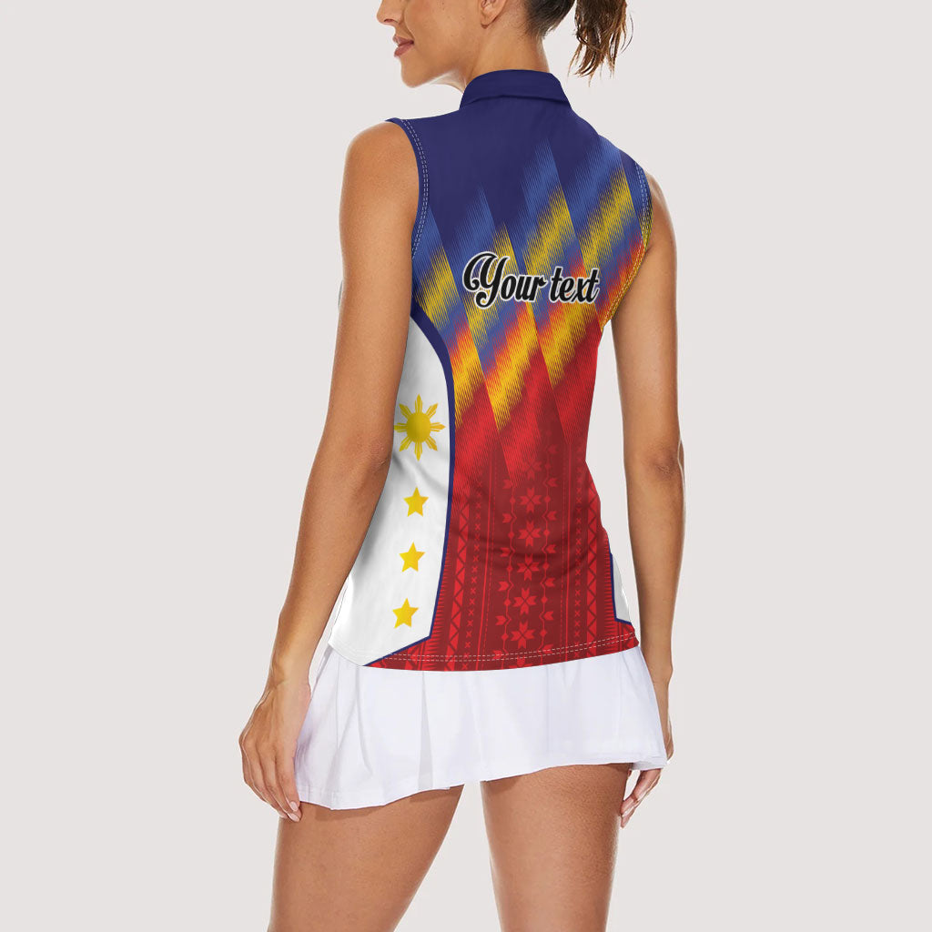 Personalized Philippines Eight Rays Sun Women Sleeveless Polo Shirt Traditional Filipino Igorot Pattern Motif