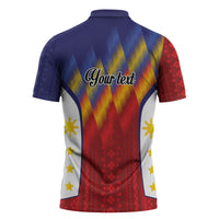 Personalized Philippines Eight Rays Sun Zipper Polo Shirt Traditional Filipino Igorot Pattern Motif