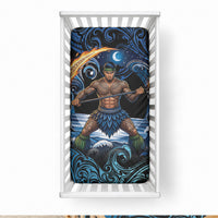 Samoa Siva Afi Baby Bed Cover Fireknife Fire Dance Pacific Tribal Motif LT9 28 × 52 in Blue - Polynesian Pride