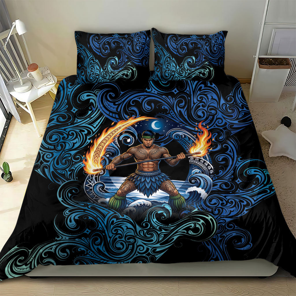 Samoa Siva Afi Bedding Set Fireknife Fire Dance Pacific Tribal Motif