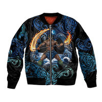 Samoa Siva Afi Bomber Jacket Fireknife Fire Dance Pacific Tribal Motif