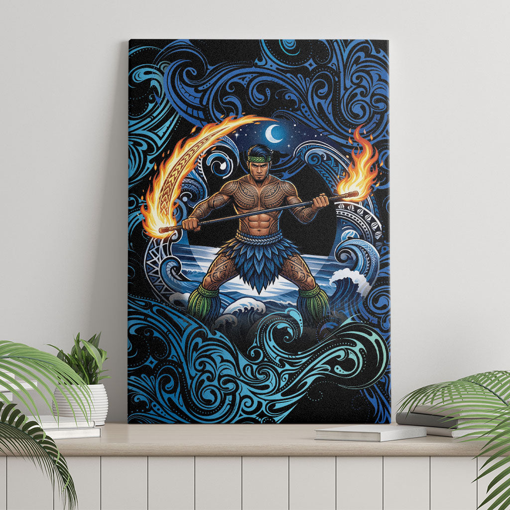 Samoa Siva Afi Canvas Wall Art Fireknife Fire Dance Pacific Tribal Motif